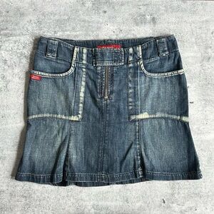 2000s MISS SIXTY Faded Denim Pleated Mini Skirt